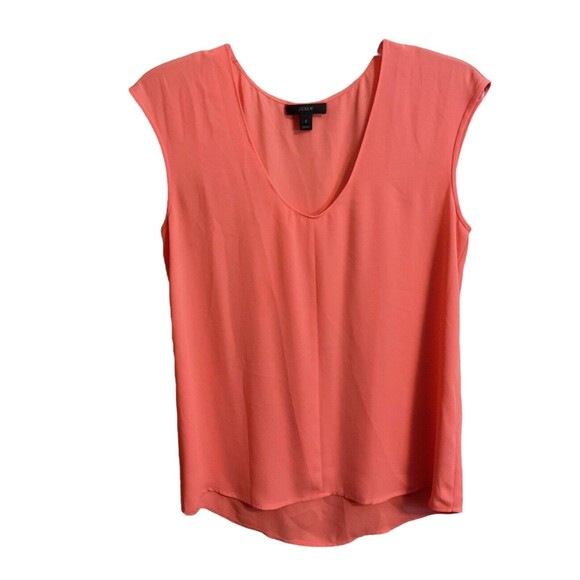 J. Crew Shirt Women's Size 2 Orange V-Neck Sleeveless Tank Top - Picture 8 of 9